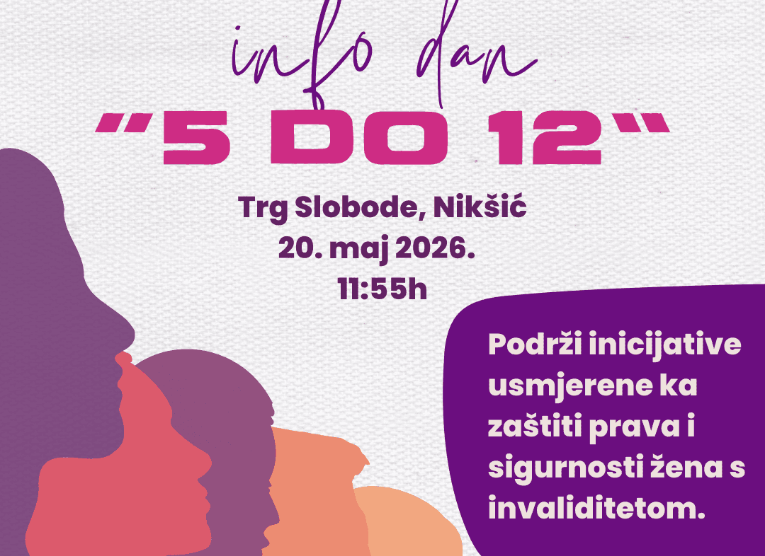 Info dan “5 do 12“ sjutra na Trgu slobode: Fokus na zaštiti žena s invaliditetom od nasilja