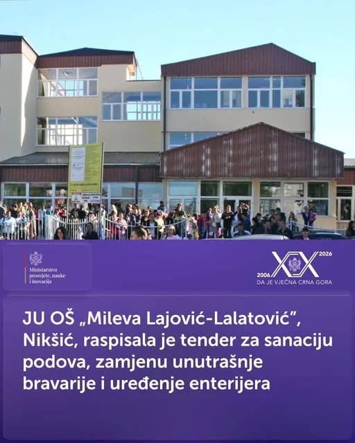 U OŠ „Mileva Lajović – Lalatović“ raspisan tender za sanaciju i rekonstrukciju enterijera