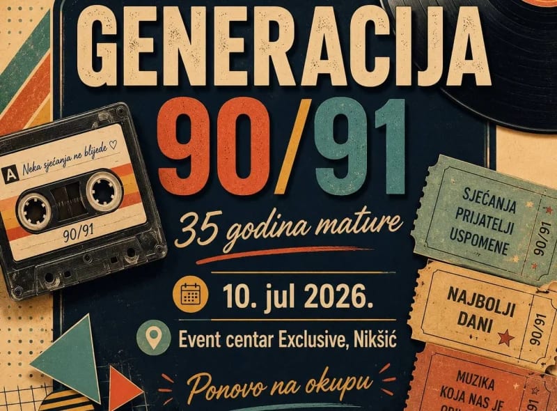 Generacija maturanata nikšićkih srednjih škola 1990/91. obilježava 35 godina mature