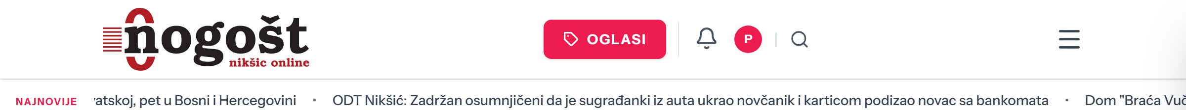 Vrh portala kad ste prijavljeni